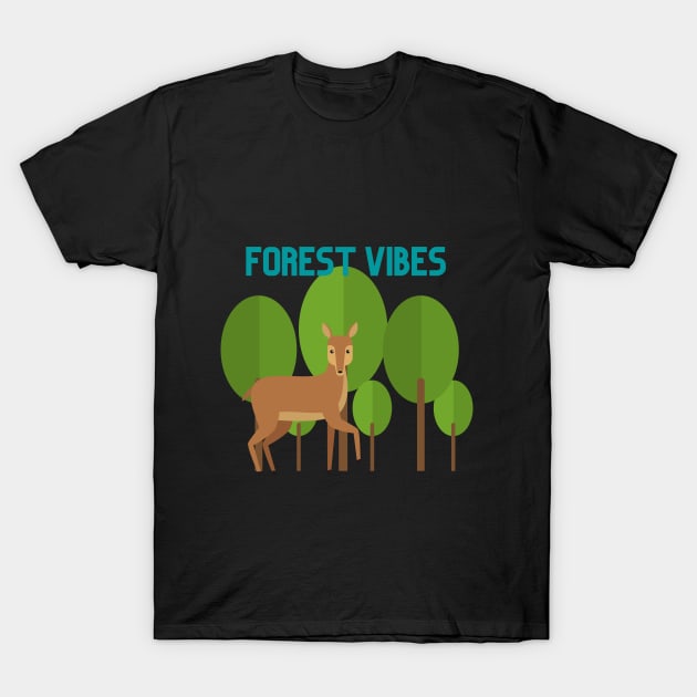 Forest Vibes Wilderness Deer T-Shirt by CrazilykukuDesigns